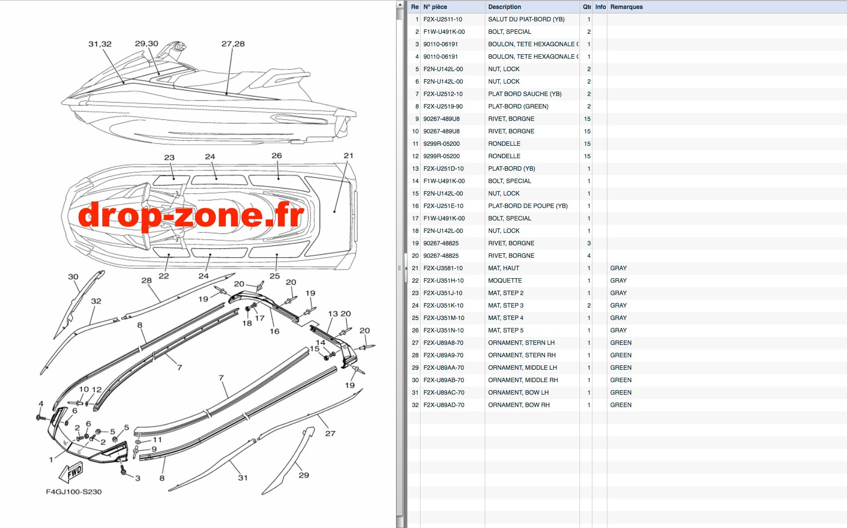 Tapis/ Listons VX Cruiser 18