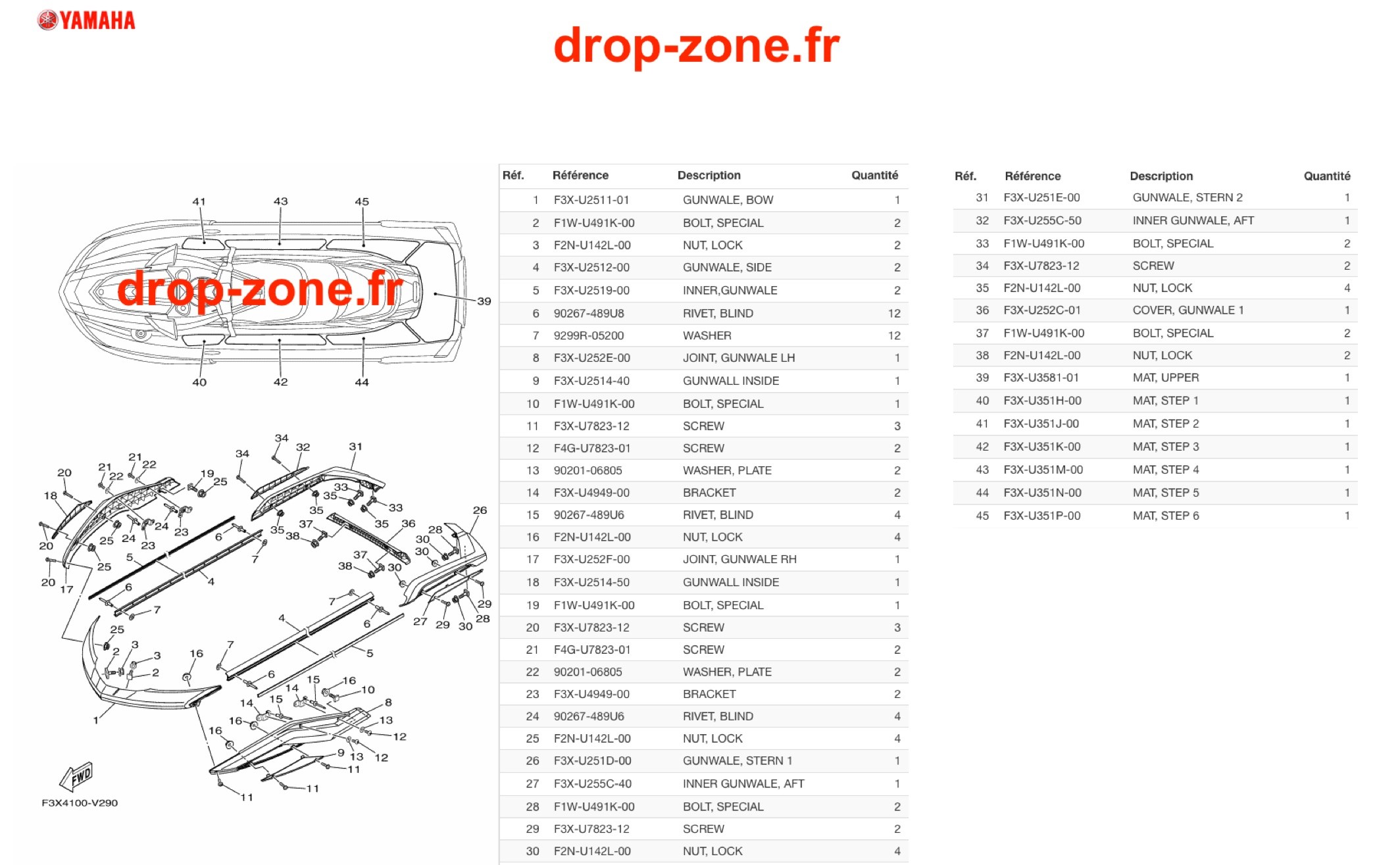 Tapis/ Listons FX HO Cruiser Blanc 20