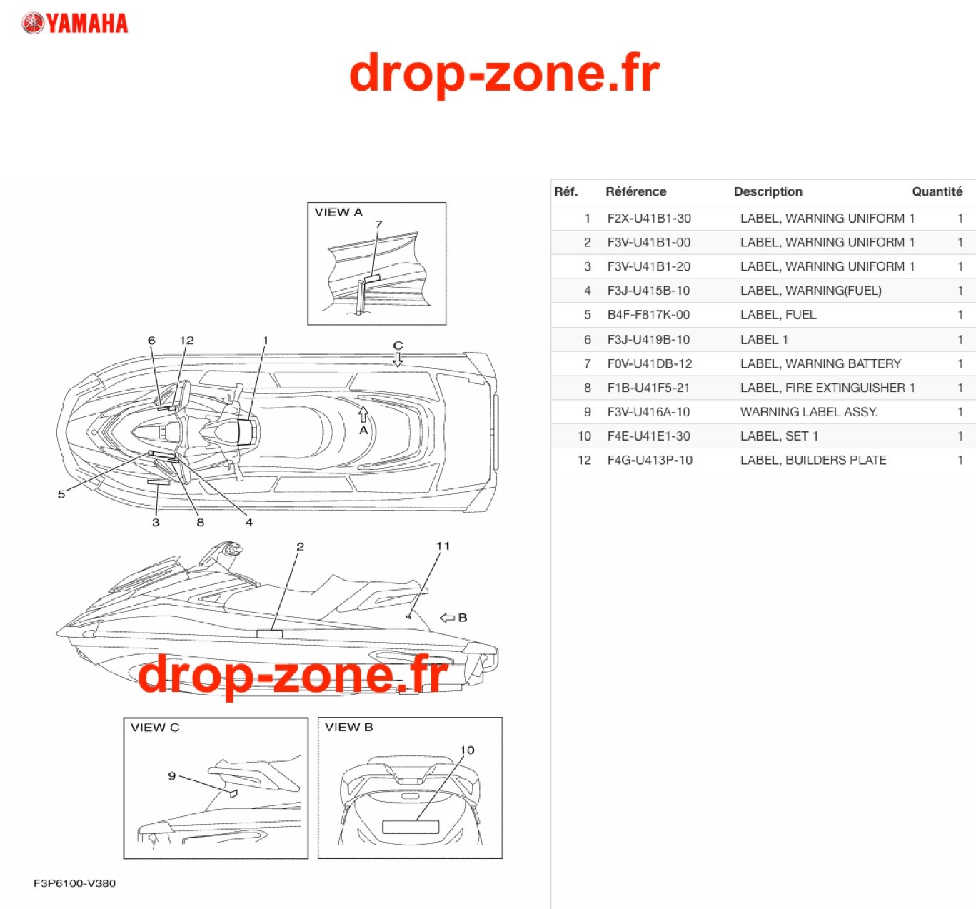 Labels de sécurité GP 1800R SVHO 20