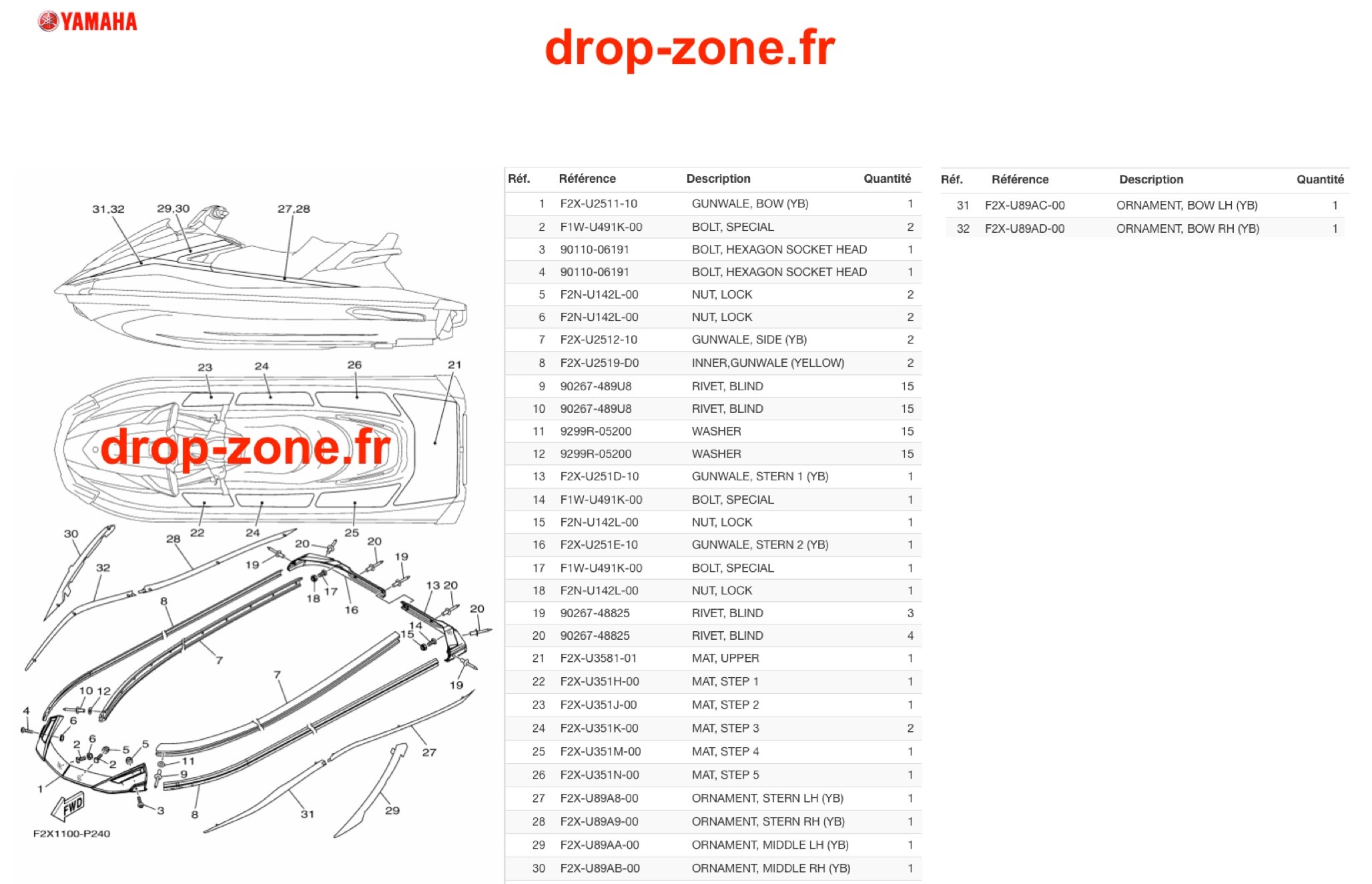 Tapis/ Listons VX Cruiser HO Gris 20
