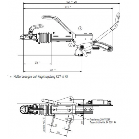 ATTELAGE FREINÉ 1400-2700KG
