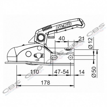 Tête d'attelage AK270 - tube de 50mm de diamètre - 2700kg - Alko