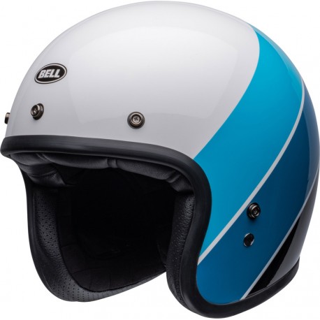 Casque BELL Custom 500 - Riff Blanc Brillant/Bleu