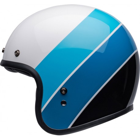 Casque BELL Custom 500 - Riff Blanc Brillant/Bleu