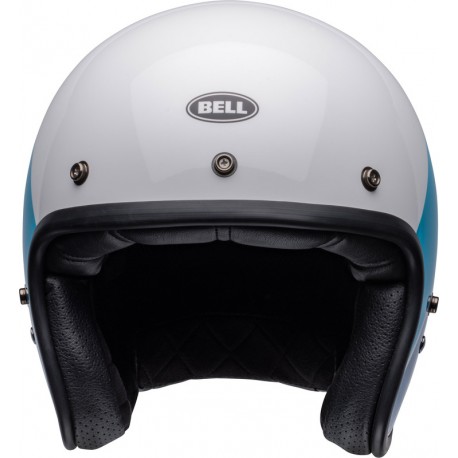 Casque BELL Custom 500 - Riff Blanc Brillant/Bleu